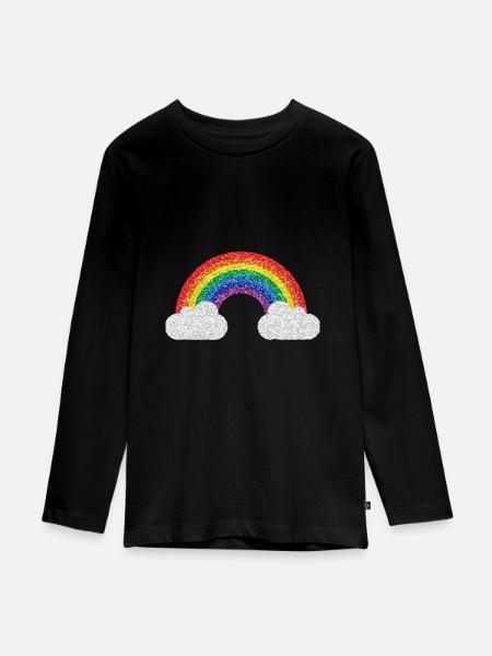 Glitzer Regenbogen - Teenager Premium Bio Langarmshirt - Schwarz