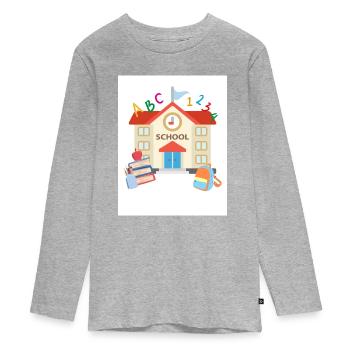 Schule Einschulung - Teenager Premium Bio Langarmshirt - Grau meliert - Vorne