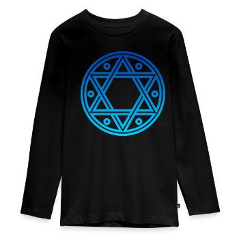 Seal of Solomon, Star of David, Hexagram, Amulet - Teenager Premium Organic Long Sleeve Shirt - black - Front - AI Model Kid Female (0cm)