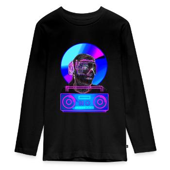 DJ musique électronique couleur fluo - T-shirt manches longues Premium Ado - noir - Devant - AI Model Kid Female (0cm)