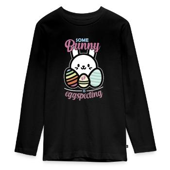 Easter Pregnancy Anouncement Easter Eggs - Teenager Premium Organic Long Sleeve Shirt - black - Front - AI Model Kid Female (0cm)