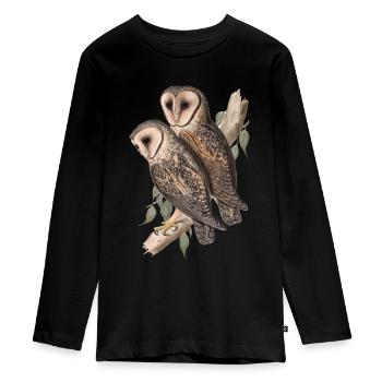 Hibou chouette hibou - T-shirt manches longues Premium Ado - noir - Devant - AI Model Kid Female (0cm)
