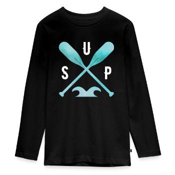 Stand Up Paddle - Teenager Premium Bio Langarmshirt - Schwarz - Vorne - AI Model Kid Female (0cm)