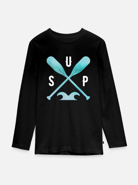 Stand Up Paddle - Teenager Premium Bio Langarmshirt - Schwarz