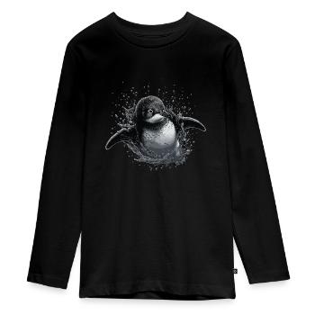 Pingouin Bébé Oiseau Poussin - T-shirt manches longues Premium Ado - noir - Devant - AI Model Kid Female (0cm)