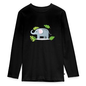 Baby Elephant Waving - Teenager Premium Organic Long Sleeve Shirt - black - Front - AI Model Kid Female (0cm)