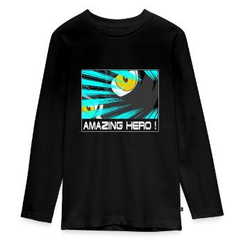 Manga Comic Anime - T-shirt manches longues Premium Ado - noir - Devant - AI Model Kid Female (0cm)