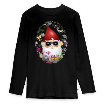 Nain de jardin avec masque incognito dans le jardin de fleurs - T-shirt manches longues Premium Ado - noir - Devant - AI Model Kid Female (0cm)