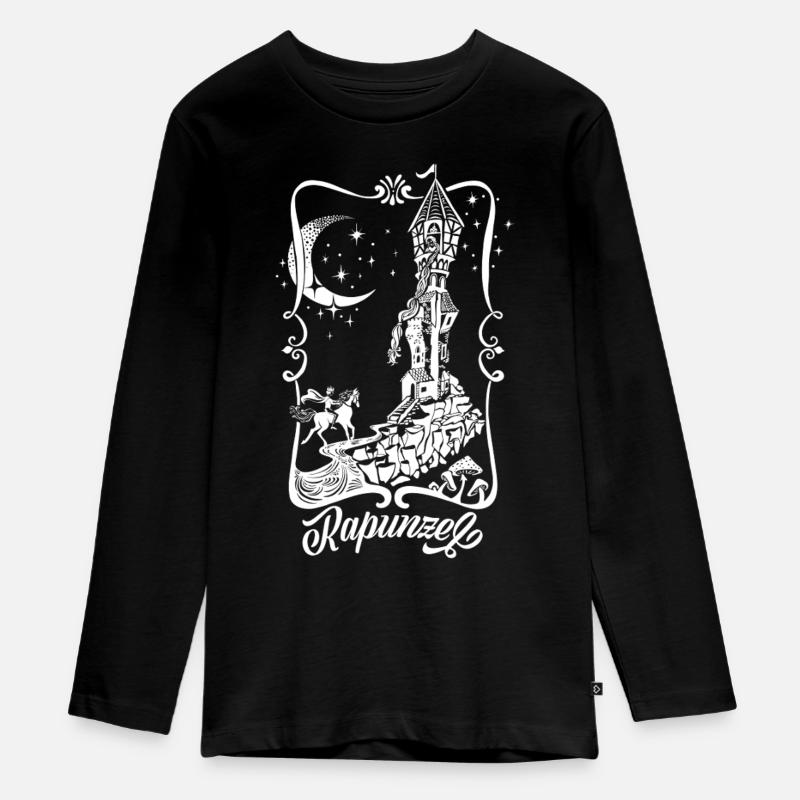 Tour Raiponce Silhouette Princesse - T-shirt manches longues Premium Ado - noir