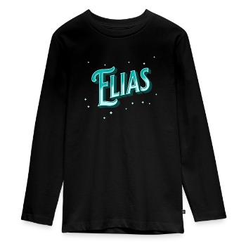 Elijah's name personalized - Teenager Premium Organic Long Sleeve Shirt - black - Front - AI Model Kid Female (0cm)