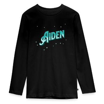 Aiden Namen personalisiert - Teenager Premium Bio Langarmshirt - Schwarz - Vorne - AI Model Kid Female (0cm)