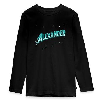 Alexander names personalized - Teenager Premium Organic Long Sleeve Shirt - black - Front - AI Model Kid Female (0cm)