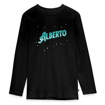 Alberto noms personnalisés - T-shirt manches longues Premium Ado - noir - Devant - AI Model Kid Female (0cm)
