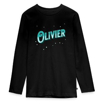 Prénoms Olivier personnalisés - T-shirt manches longues Premium Ado - noir - Devant - AI Model Kid Female (0cm)