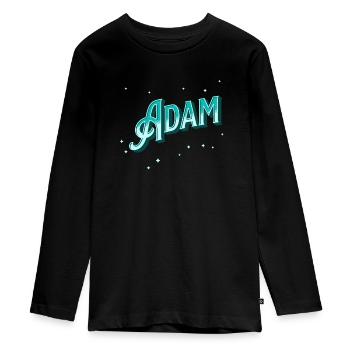 Adam name personalized - Teenager Premium Organic Long Sleeve Shirt - black - Front - AI Model Kid Female (0cm)