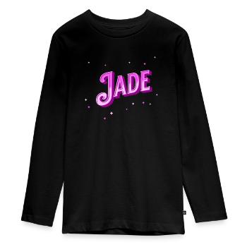 Jade Namen personalisiert - Teenager Premium Bio Langarmshirt - Schwarz - Vorne - AI Model Kid Female (0cm)