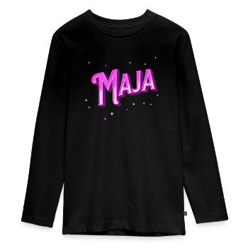 Maja Namen personalisiert - Teenager Premium Bio Langarmshirt - Schwarz - Vorne - AI Model Kid Female (0cm)