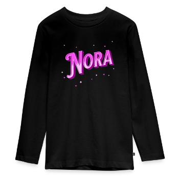 Nora Namen personalisiert - Teenager Premium Bio Langarmshirt - Schwarz - Vorne - AI Model Kid Female (0cm)