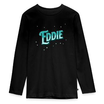 Nom Eddie personnalisé - T-shirt manches longues Premium Ado - noir - Devant - AI Model Kid Female (0cm)