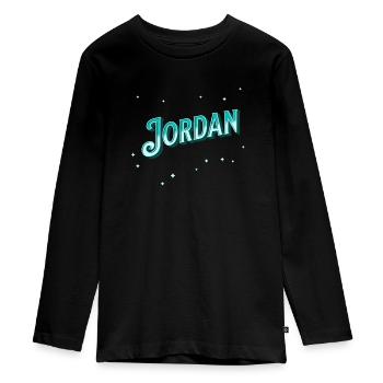Jordanie nom personnalisé - T-shirt manches longues Premium Ado - noir - Devant - AI Model Kid Female (0cm)