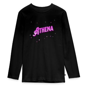 Athena name personalized - Teenager Premium Organic Long Sleeve Shirt - black - Front - AI Model Kid Female (0cm)