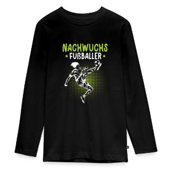 Nachwuchs Fußballer Fußball junge Fußballspieler - Teenager Premium Bio Langarmshirt - Schwarz - Vorne - AI Model Kid Female (0cm)