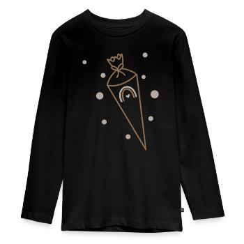 Sac d’école arc-en-ciel avec des points - T-shirt manches longues Premium Ado - noir - Devant - AI Model Kid Female (0cm)