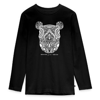 Spirit Animal - Rhinocéros - T-shirt manches longues Premium Ado - noir - Devant - AI Model Kid Female (0cm)