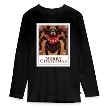 Tarentule avec l’inscription Joyeux Noël. - T-shirt manches longues Premium Ado - noir - Devant - AI Model Kid Female (0cm)