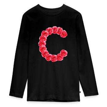 C de roses - T-shirt manches longues Premium Ado - noir - Devant - AI Model Kid Female (0cm)