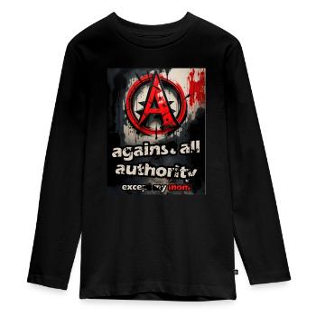 contre toute autorité, sauf ma mère - T-shirt manches longues Premium Ado - noir - Devant - AI Model Kid Female (0cm)