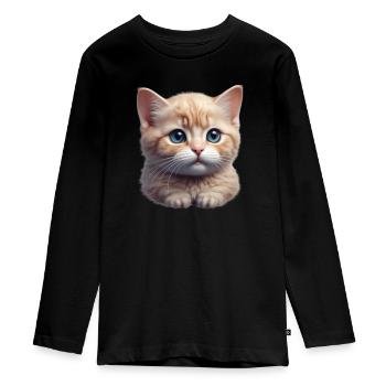 Cute little kitten - Teenager Premium Organic Long Sleeve Shirt - black - Front - AI Model Kid Female (0cm)