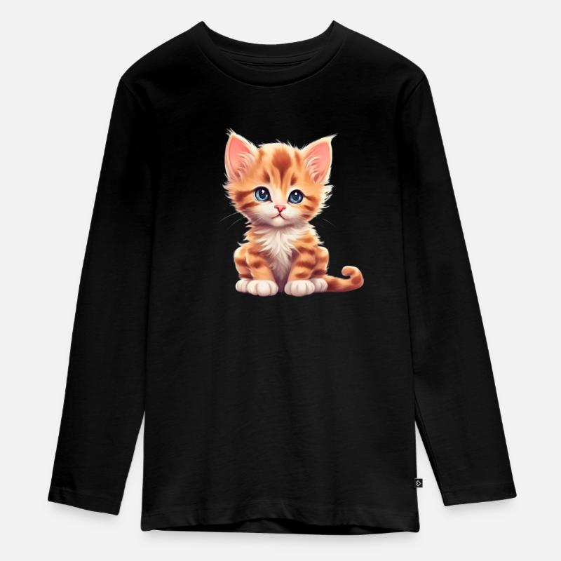 Petit chaton mignon - T-shirt manches longues Premium Ado - noir