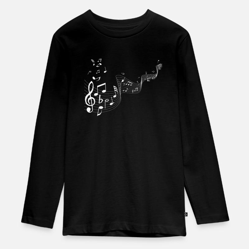 Notes de musique blanches - T-shirt manches longues Premium Ado - noir