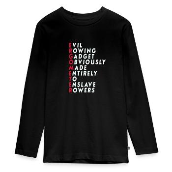 Funny Rowing - Ergometer Quote - Teenager Premium Organic Long Sleeve Shirt - black - Front - AI Model Kid Female (0cm)