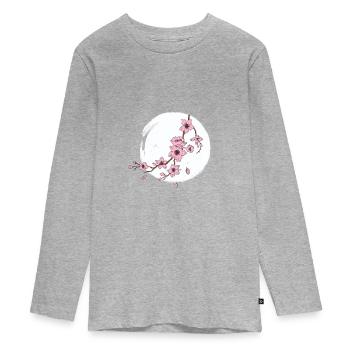 Cherry blossom moon - Teenager Premium Organic Long Sleeve Shirt - heather grey - Front