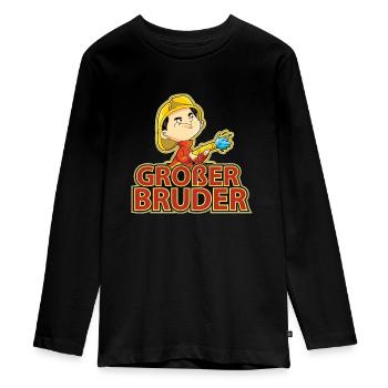 Großer Bruder - Teenager Premium Bio Langarmshirt - Schwarz - Vorne - AI Model Kid Female (0cm)
