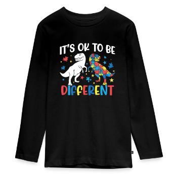 Its Ok To Be Different Autism Awareness Acceptance - Teenager Premium Organic Long Sleeve Shirt - black - Front - AI Model Kid Female (0cm)
