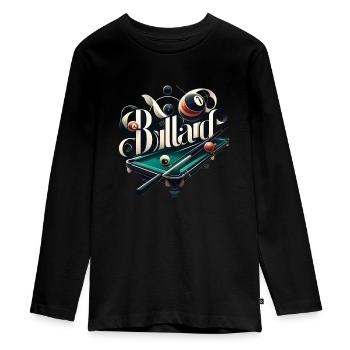 Billard heißt den Queue am Billardtisch beherrsche - Teenager Premium Bio Langarmshirt - Schwarz - Vorne - AI Model Kid Female (0cm)