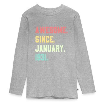 Awesome since January 1931 - Teenager Premium Organic Long Sleeve Shirt - heather grey - Front