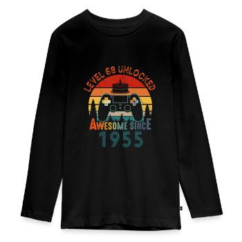 Level 68 Freigeschaltet Awesome seit 1955 Funny Gamer - Teenager Premium Bio Langarmshirt - Schwarz - Vorne - AI Model Kid Female (0cm)