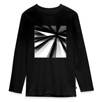 3D Digitale Kunst - abstrakt schwarz-weiß cool - Teenager Premium Bio Langarmshirt - Schwarz - Vorne - AI Model Kid Female (0cm)
