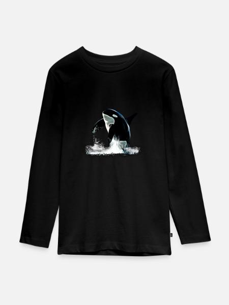 Orca - Teenager Premium Bio Langarmshirt - Schwarz