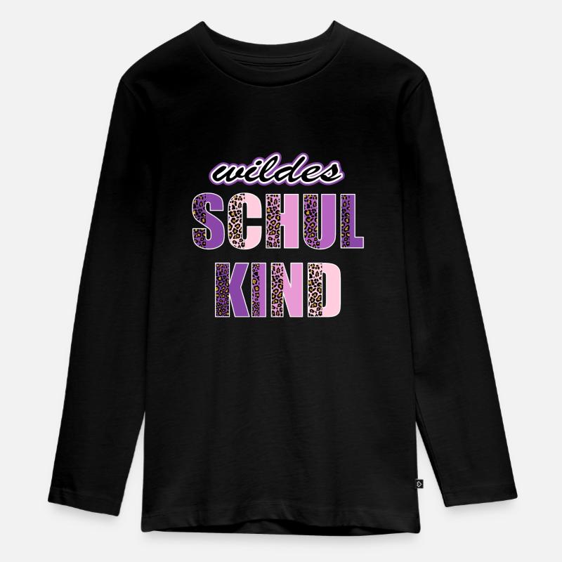 Wildes Schulkind Einschulung Leopard - Teenager Premium Bio Langarmshirt - Schwarz