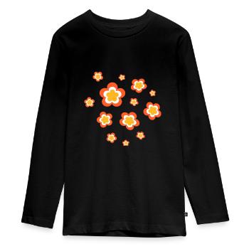 Années 70 Fleur Motif Rétro Hippie Fleurs Puissance - T-shirt manches longues Premium Ado - noir - Devant - AI Model Kid Female (0cm)