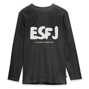 ESFJ Myers Briggs MBTI Personality Extrovert - Teenager Premium Organic Long Sleeve Shirt - heather anthracite - Front - AI Model Kid Female (0cm)