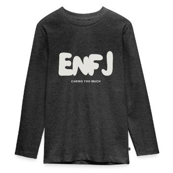 ENFJ Myers Briggs MBTI Personality Extrovert - Teenager Premium Organic Long Sleeve Shirt - heather anthracite - Front - AI Model Kid Female (0cm)