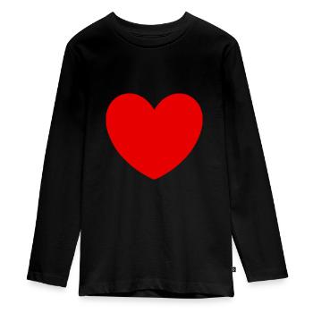 Valentines Red Heart, Valentine's Day - Teenager Premium Organic Long Sleeve Shirt - black - Front - AI Model Kid Female (0cm)