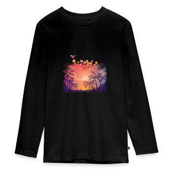 estate estate - Maglia a maniche lunghe ecologica premium per ragazzi - nero - Fronte - AI Model Kid Female (0cm)