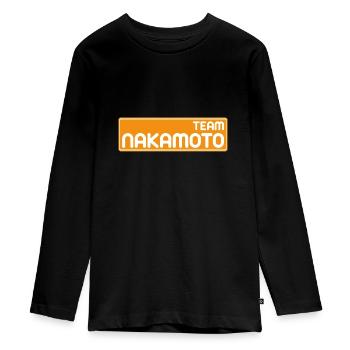 Team Satoshi Nakamoto - Teenager Premium Organic Long Sleeve Shirt - black - Front - AI Model Kid Female (0cm)